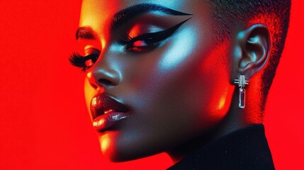 Captivating Digital Beauty Portrait with Dramatic Makeup and Lighting