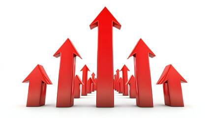 Red Arrows Pointing Upward Showing Growth