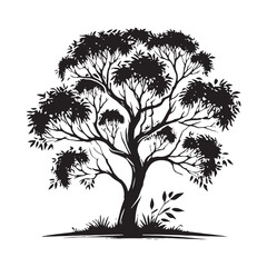 Obraz premium Majestic Eucalyptus Tree silhouette for nature-inspired artwork - Eucalyptus tree silhouette - Eucalyptus tree vector - Eucalyptus tree illustration - Eucalyptus silhouette - Eucalyptus vector 