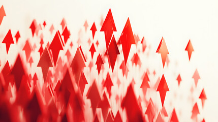 Red Arrows Ascending In A White Background