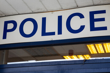 Police Sign at Rayleigh Police Station in Essex, UK
