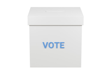 3d Vote box icon. The vote box for election concept. Lucky lottery ticket concept. Choose candidate concept. Minimal Cartoon Ballot box vote model isolated on transparent background. PNG. 3d render.