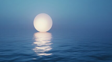 Serene Sphere on Tranquil Waters: A Minimalist Digital Artwork