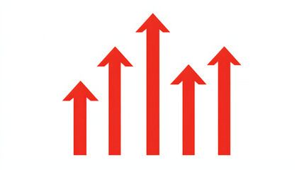 Five Red Arrows Pointing Upwards Showing Growth