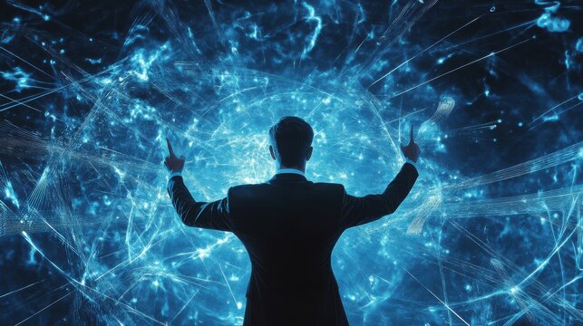 A symphony of technology requires a skilled conductor. This image depicts an IT Director managing the IT department and staff, ensuring their work aligns with the company's digital strategy and drive