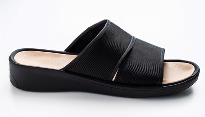 Black Slip on slippers sandals isolated on white background. Generated image