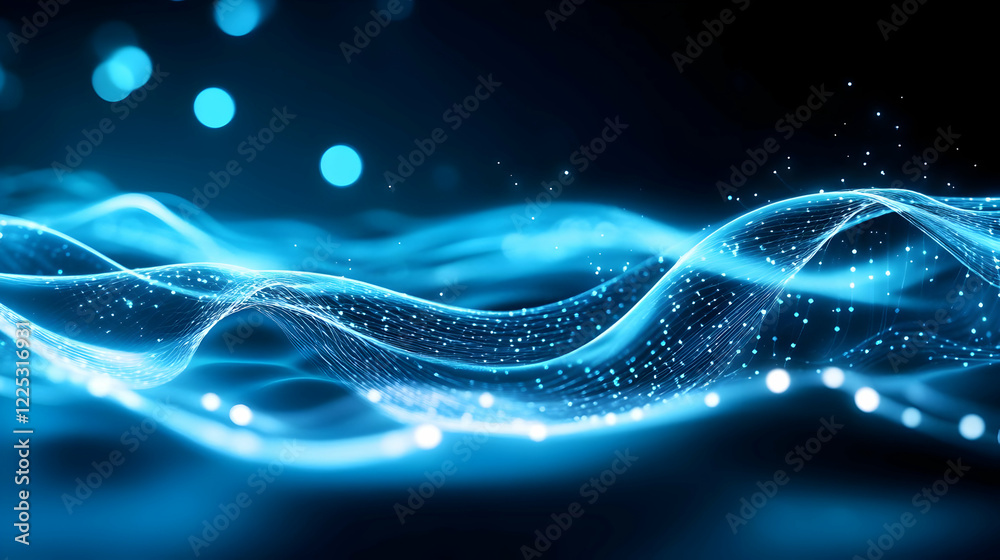 Canvas Prints dynamic digital waves of blue light create an abstract background, showcasing technology and innovat