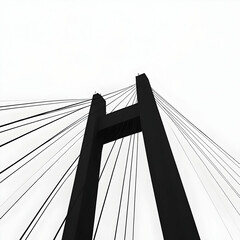 Fototapeta premium Bridge Illustration: Black and White Minimalism