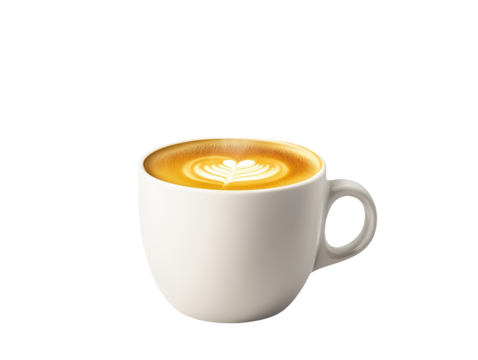 Warm embrace, a white cup with heart design for cozy moments - Powered by Adobe