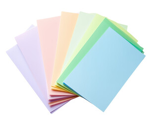 Stack of pastel colored paper, textures, colors, and creative design background