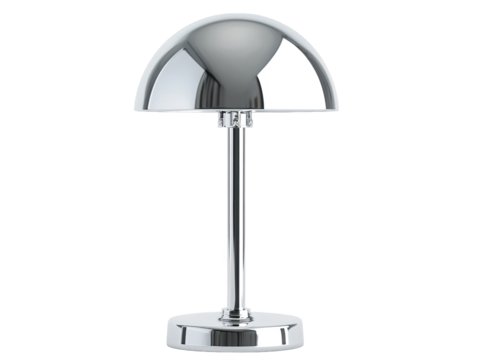 Sleek chrome lamp with matching chrome base, modern lighting solution for stylish decor