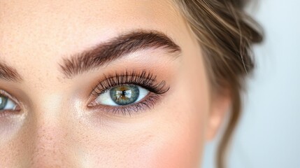 Fototapeta premium Captivating Close Up Portrait of a Woman s Alluring Gaze and Flawless Makeup
