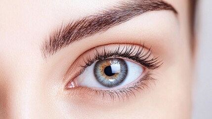Obraz premium Captivating Close Up Portrait of a Stunning Female Eye with Flawless Skin and Dramatic Lashes