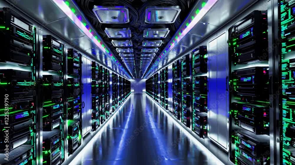 Leinwandbilder Modern data center showcasing rows of servers and advanced technology in a well-lit, high-tech environment