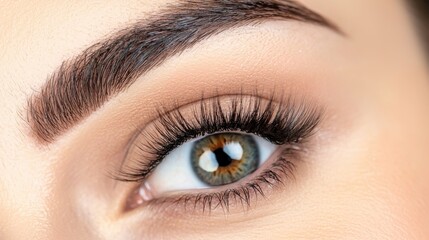 Obraz premium Close up of Mesmerizing Sultry Female Gaze with Dramatic Eyelashes and Makeup