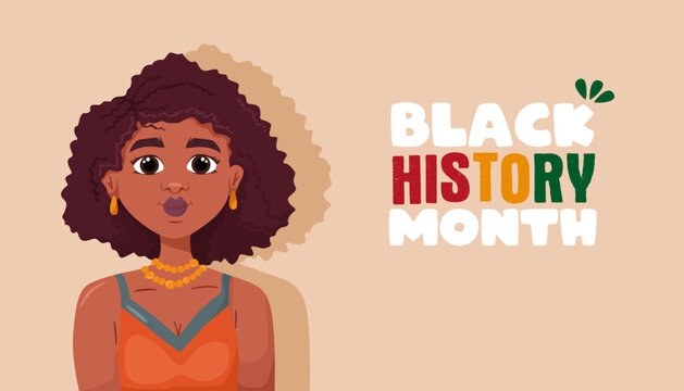 Black history month banner with african american woman. Vector graphic design illustration for banner, card and poster. Freedom concept