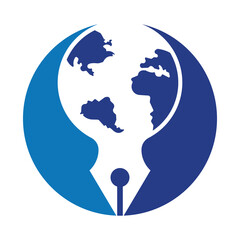 Pen nib and globe logo vector. Education Logo. Institutional and educational vector logo design.