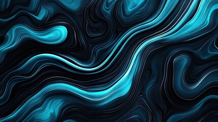 Abstract swirling cyan and dark background with fluid motion and fine lines