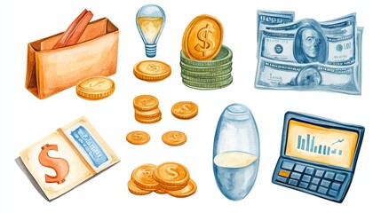 Finance collection watercolor art