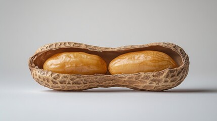 Roasted peanuts in shell, closeup, light background, food photography