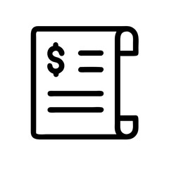 Invoice icon displaying a receipt with dollar symbol for financial transactions
