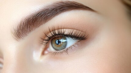 Obraz premium Stunning Close up Portrait of Mesmerizing Female Eyes with Flawless Makeup and Lashes