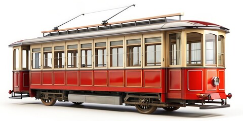 Vintage Red Tramcar, Side View