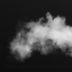 Vector realistic cloud, smoke or fog on isolated transparent background. Cloud png. Smoke png