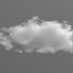 Vector realistic cloud, smoke or fog on isolated transparent background. Cloud png. Smoke png