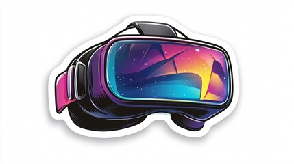Immersive Virtual Reality Sticker in Wide Angle Centered Composition for Technology Concept