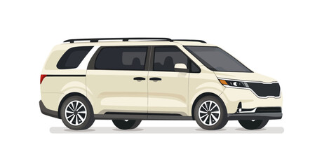 Vector illustration of a modern minivan in a side view. Ideal for transportation, family travel, car rental, taxi services, and automotive industry concepts.