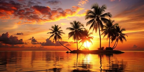 Tropical Sunset Silhouette