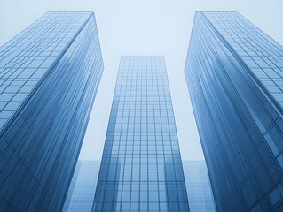 Obraz premium Modern Glass Skyscrapers 3D Illustration