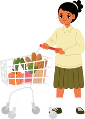 kid doing grocery