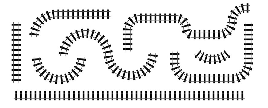 Railroad Tracks and Sleepers. Editable Vector Illustration PNG