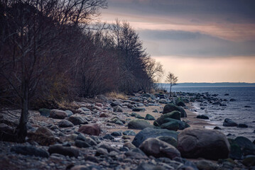 winter sunset over the seaside