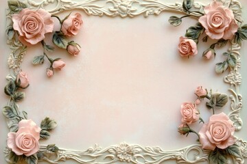 Elegant Frame Adorned with Soft Pink Roses
