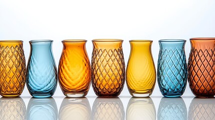 Colorful Decorative Glass Vases in Blue and Orange Arrangement