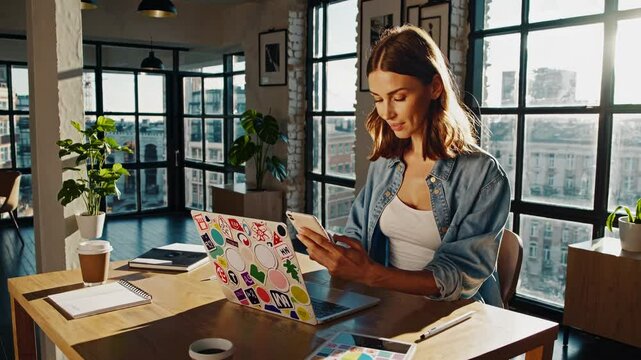 Creative working session in a bright modern office with large windows
