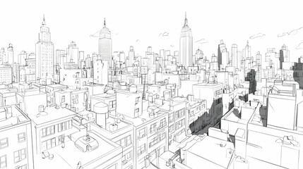 Obraz premium Cityscape Sketch Illustration