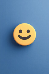 Fototapeta premium Happy smile icon digital art graphic design blue background close-up view