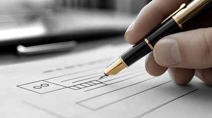 Close view of a hand coloring a check mark on a task list while pointing at an empty section in a document for planning.