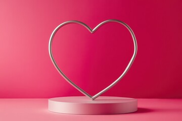 Minimalist Heart Shaped Display on Pink Background
