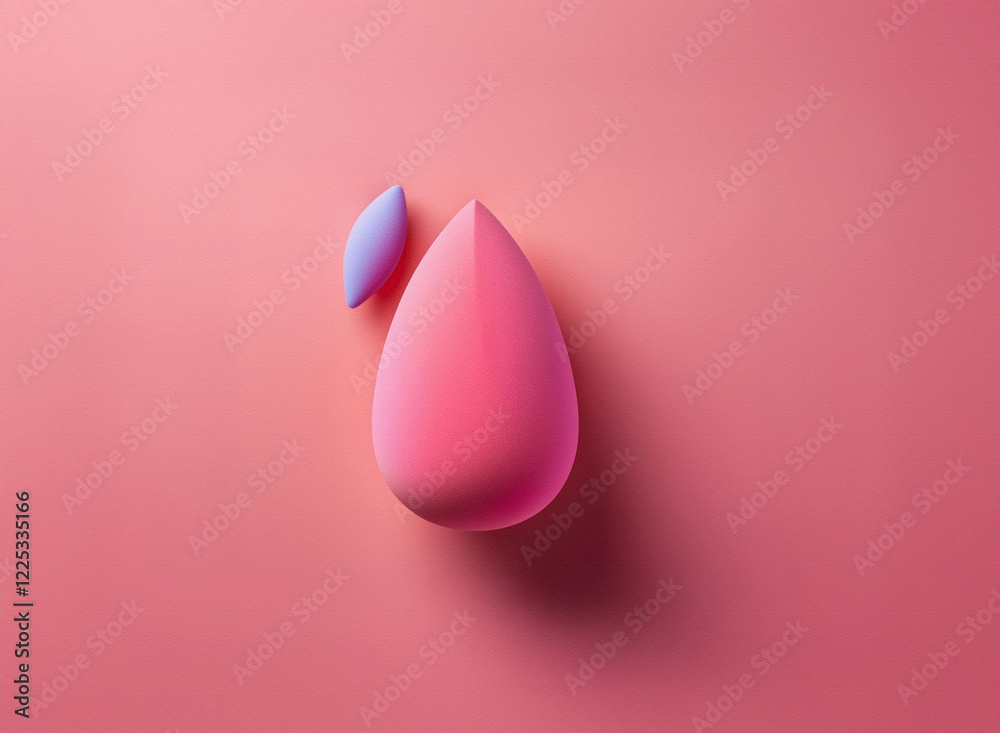 Poster A vibrant pink teardrop-shaped object rests on a matching background, accompanied by a smaller, lavender teardrop.  The scene is minimalist and subtly three-dimensional.