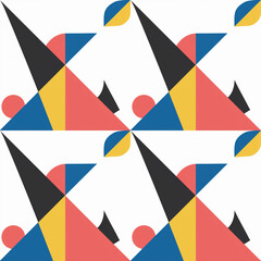 Geometric Pattern with Vibrant Colors and Dynamic Shape Composition