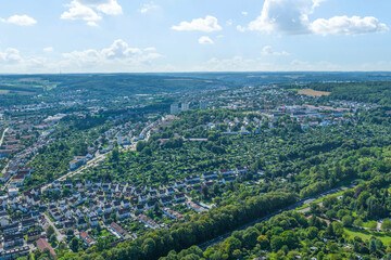Ulm am Südrand der schwäbischen Alb in Baden-Württemberg im Luftbild