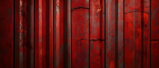 A close-up view of weathered red steel panels creating a striking industrial aesthetic for modern design inspiration.
