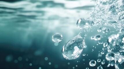 Delicate water droplets rest on a vibrant blue surface, exhibiting beautiful textures and patterns in a high-resolution perspective