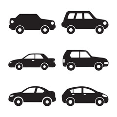 Fototapeta premium Set of vintage car silhouette vector icon illustration, car, vintage retro car on white background.