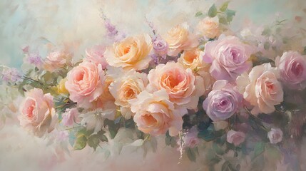 Beautiful Pastel Floral Arrangement with Soft Pink and Cream Roses